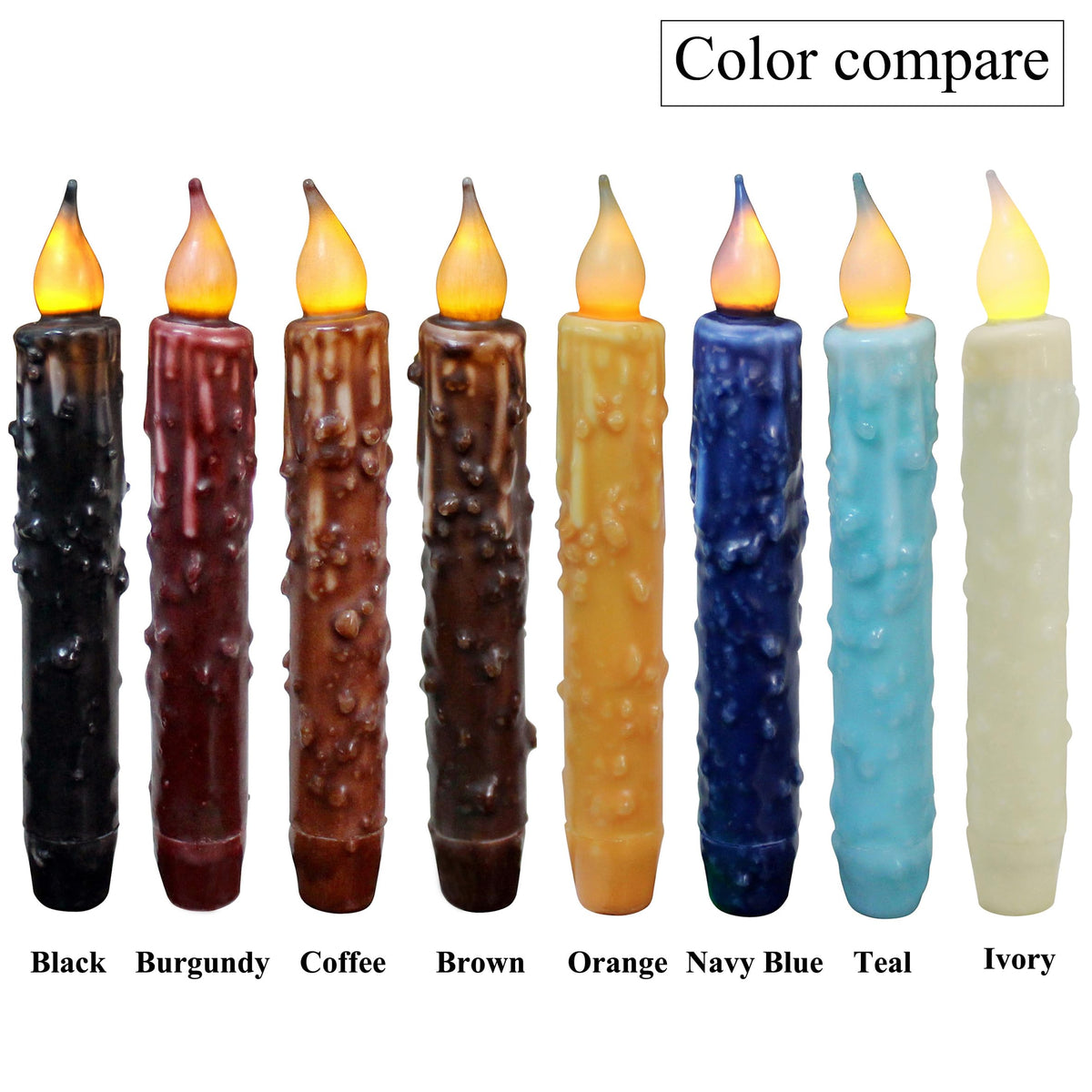 CVHOMEDECO. Real Wax Hand Dipped Battery Operated LED Timer Taper Candles Country Primitive Flameless Lights Décor, 6-3/4 Inch, Ivory, 3 PCS in a Package