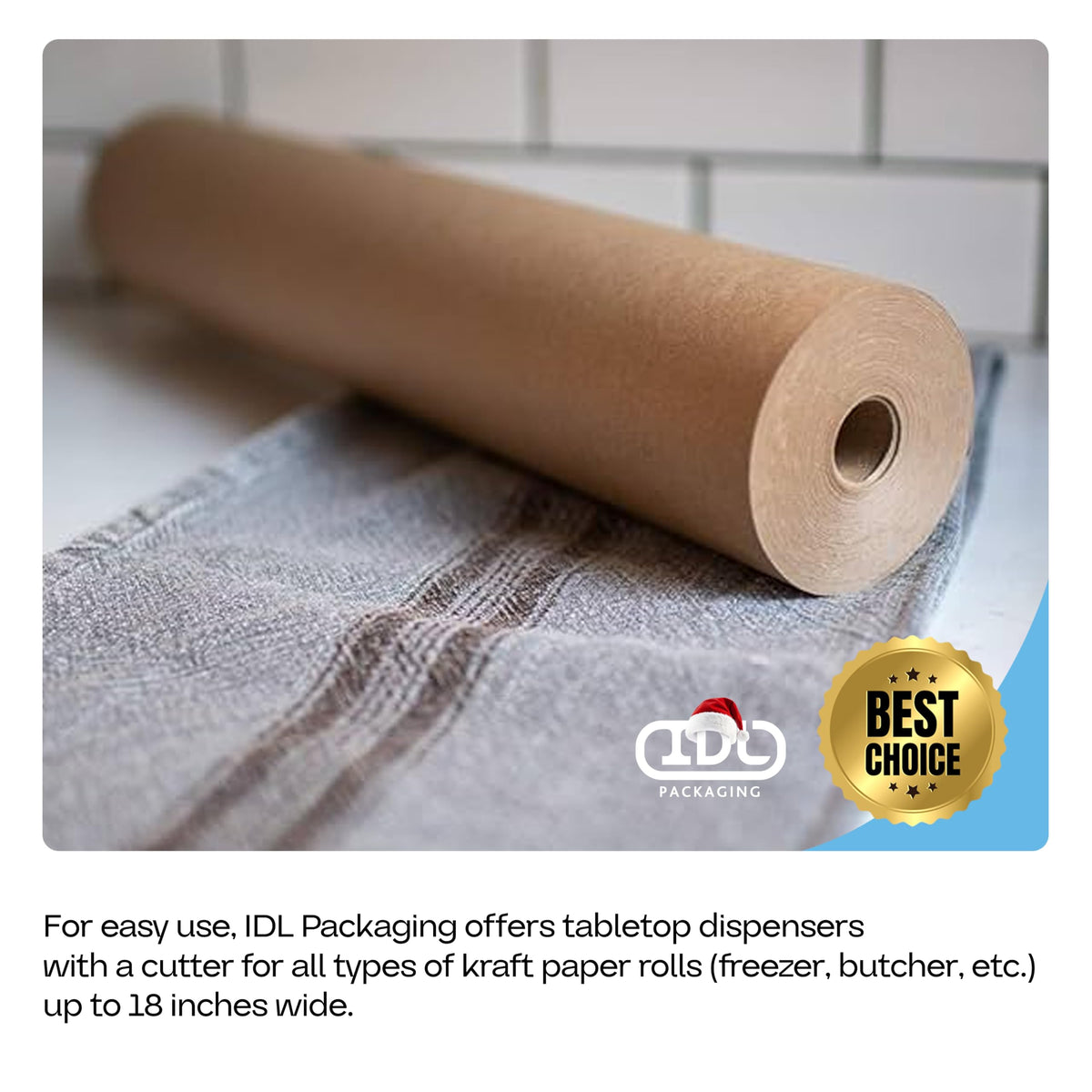 Brown Freezer Paper Roll 24" x 1800" (150 feet) - USA-made Freezer Paper for Meat & Fish - Food Wrapping Paper for Freezing Food - Plastic Coated Brown Freezer Wrap by IDL Packaging