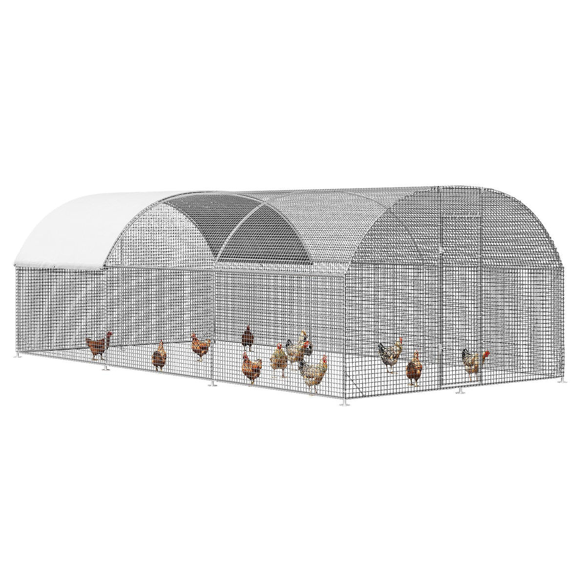 LEVELEVE Large Walk-in Chicken Coop with Chicken Run, Galvanized Poultry Enclosure with Waterproof Anti-UV Cover and Security Lock, Ideal for Rabbit, Duck, Backyard and Farm Yard, 19.7'x 9.8'x 6.6'