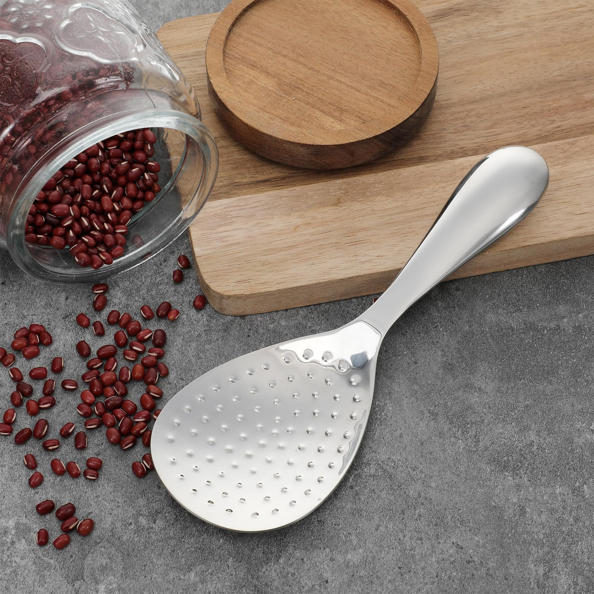 304 Stainless Steel Rice Paddle Spoon Spatula, 8-inch Long Non Stick Mirror Finish Stand-Up Design for Rice Mashed Potato Salads, Apply for Kitchen Home Restaurant Serving
