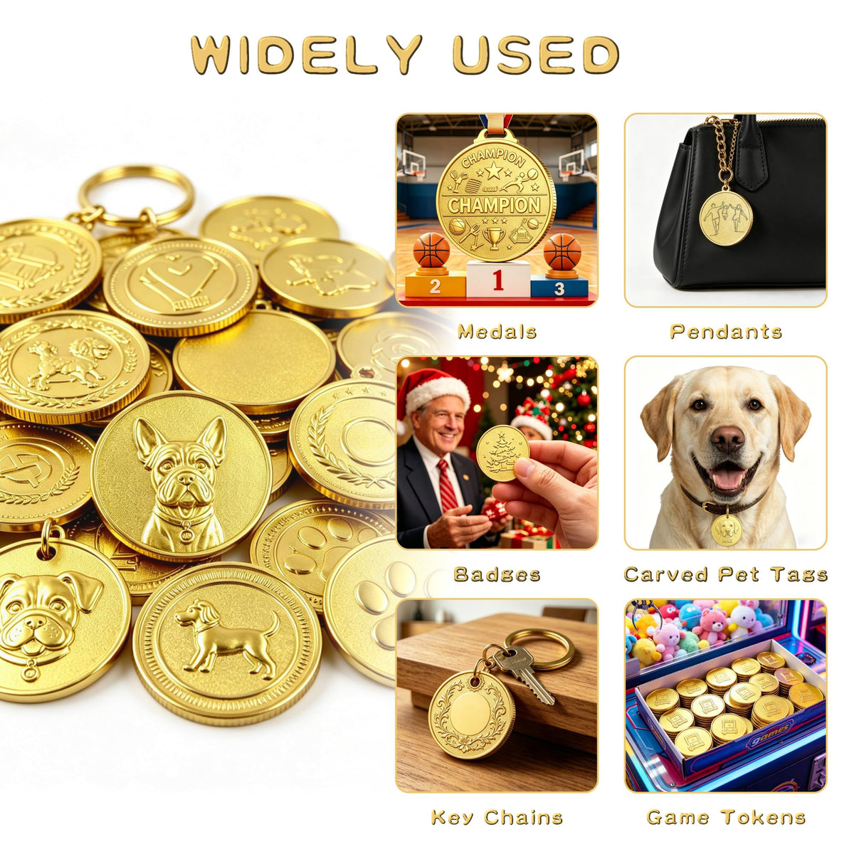 QZV 12 Pcs Brass Coin Blanks with Acrylic Protection Box, 40mm Blank Coins for Laser Engraving Stamping DIY Crafts Commemorative Collection and Gifts