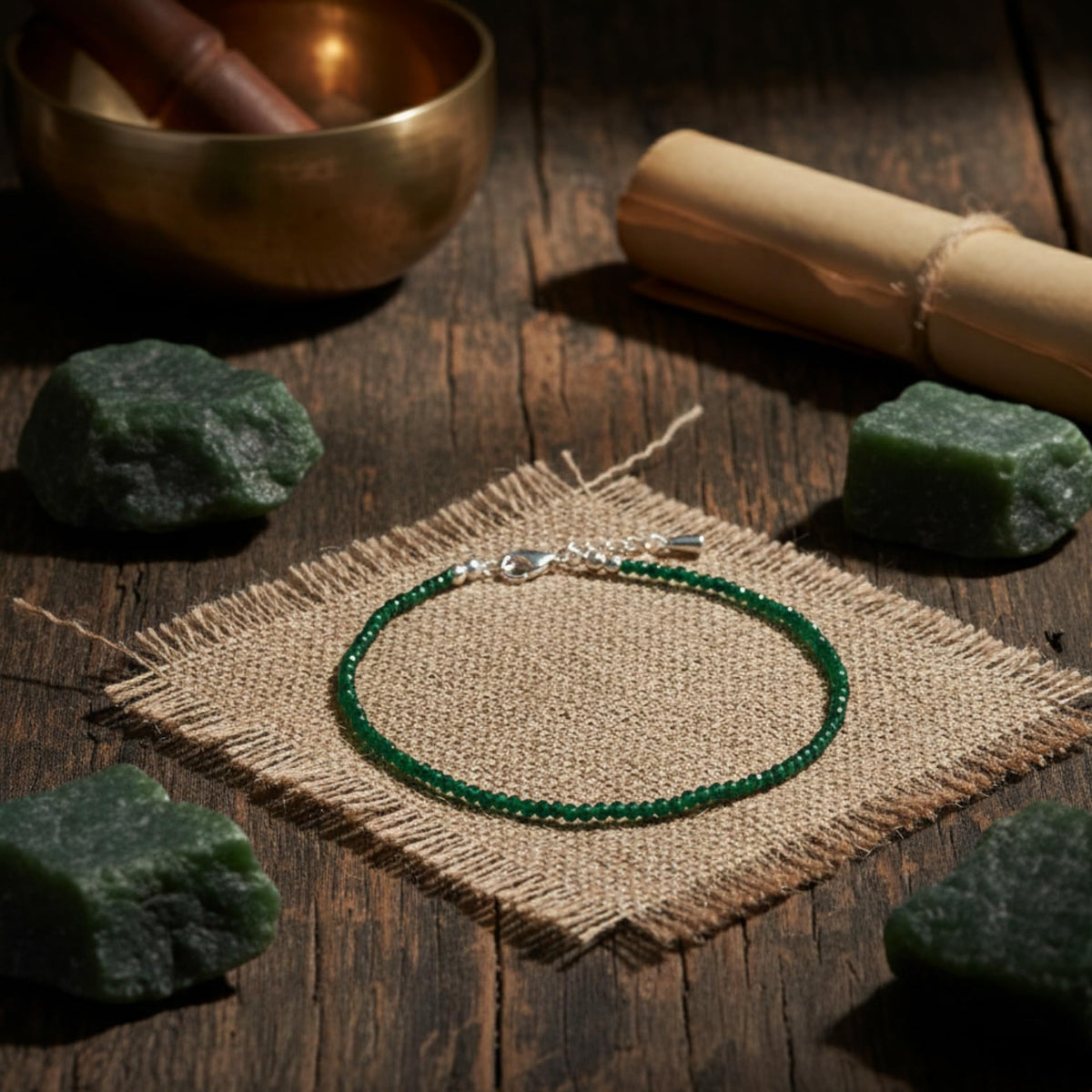 Authentic Green Jade Anklet for Women - Lab Tested Natural Gemstone Bracelet - 2mm Micro Faceted Beads - Adjustable 7 to 9 Inch Healing Crystal Foot Jewelry for Grounding & Root Chakra - Protection Gift for Her - Birthday Gift