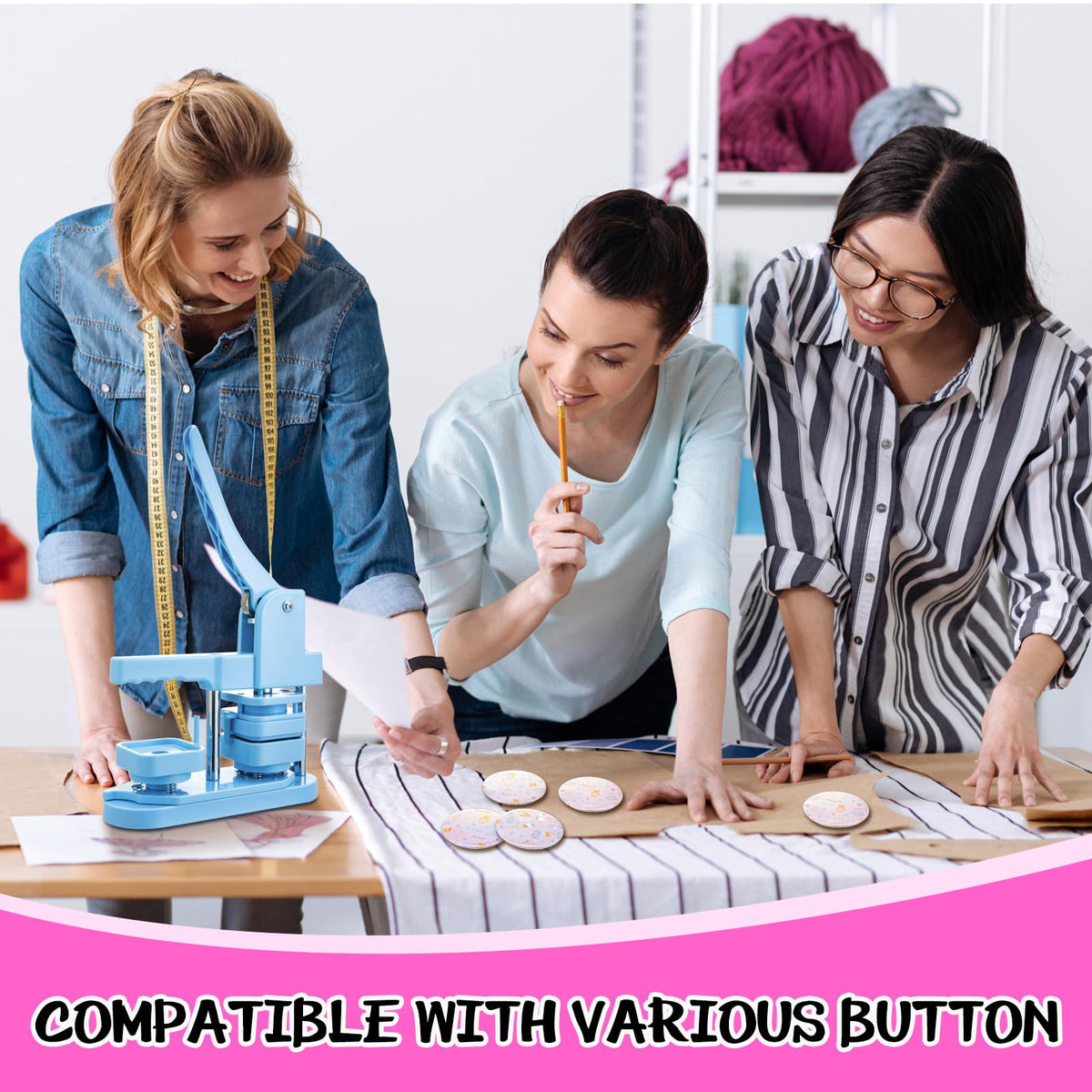 Humyoun 200 Sets 2.25 Inch 58mm Button Maker Supplies for Pin Maker Machine Kit Including 200 Holographic Sparkling Films, 100 Laser Back 100 Starry Back and 200 Shell for Button Press