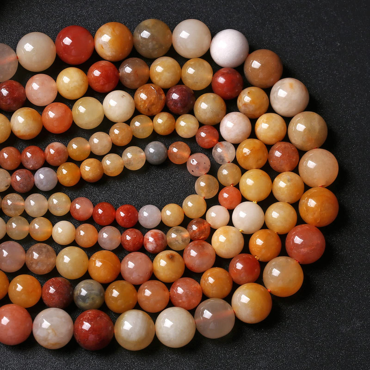 8MM 46PCS Natural Stone Golden Thread Jade Crystal Loose Beads for Jewelry Making DIY Bracelet Necklace 1 Strand 15’’