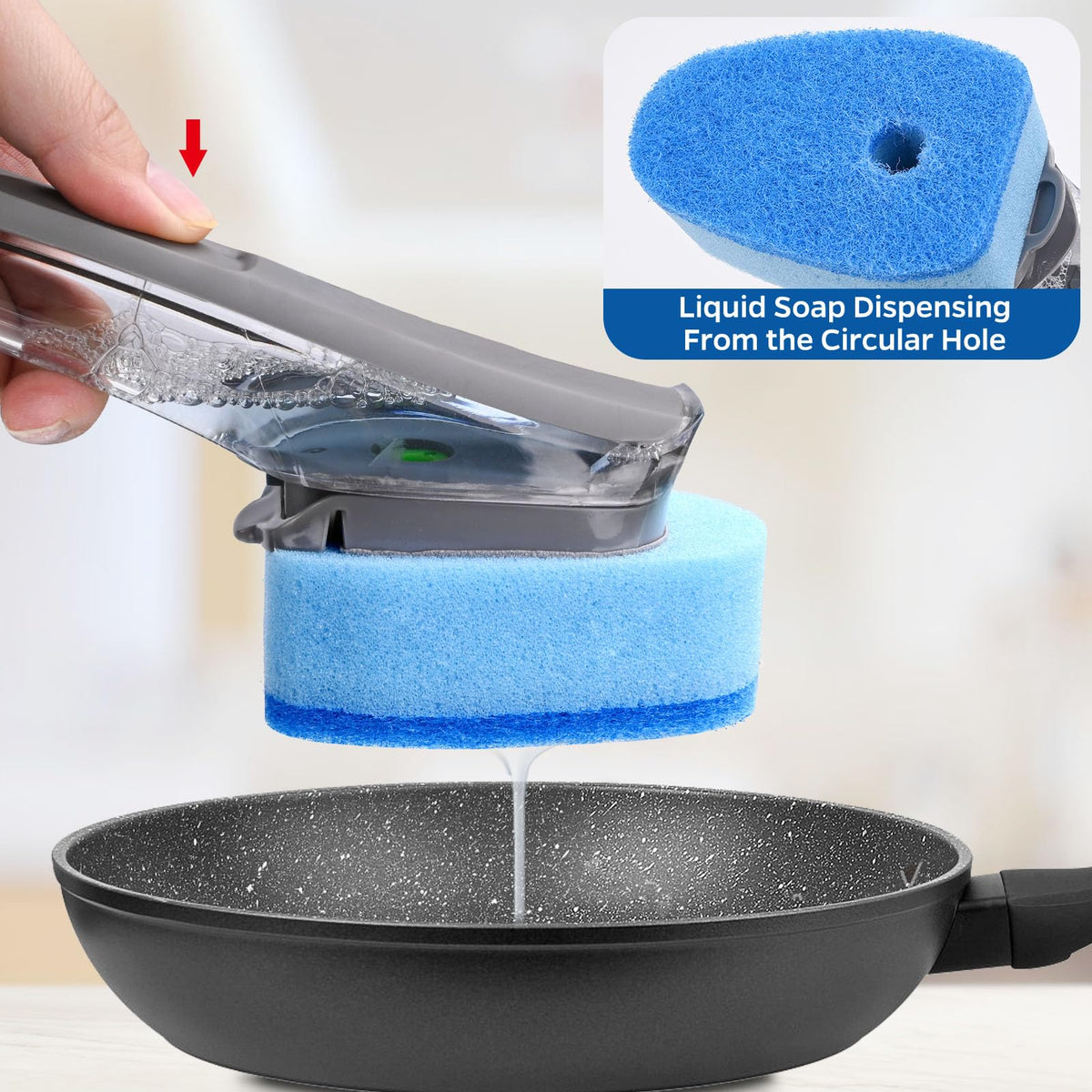 Sponge Dishwand Brush Refills for Scotch-Brite Dishwand - 10 Pack Dish Soap Non-Scratch Brush Refills for Nonstick Pots and Pans, Glass & Tubs(Blue)