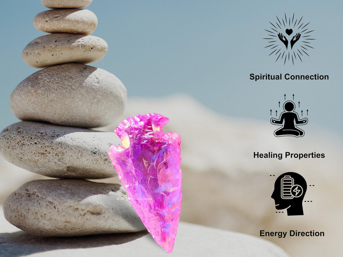Amazing Gemstone Angel Aura Rose Quartz Arrowhead, Crystal and Healing Stone Flint Rock Arrow Head - 1 to 1.5 Arrowheads for DIY Project Craft Point Jewelry Making