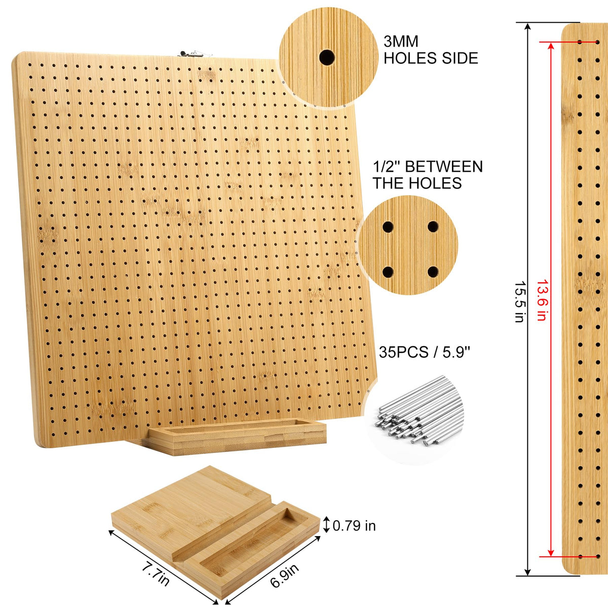 Aulin 15.5"" x 15.5"" Foldable Crochet Blocking Board with Pegs | 35 Stainless Steel Rod Pins - Upgrade Large Blocking Boards for Crochet Projects, Gifts for Crocheters, Mothers, Grandmothers