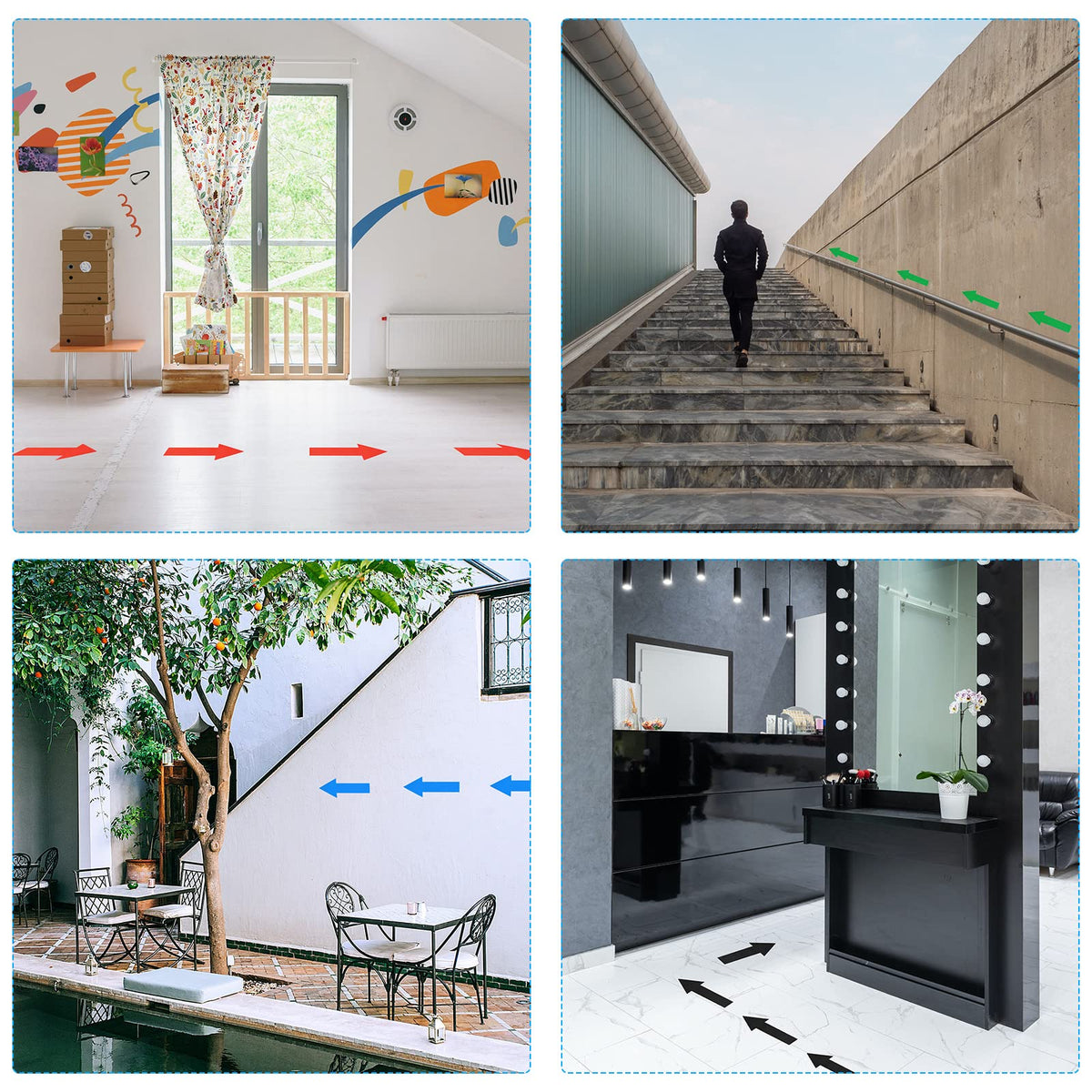 PATIKIL Arrow Sticker 2 Inch, 4 Sheet Directional Sign PVC Adhesive Removable Floor Decal for Floor Wall Marking, Black
