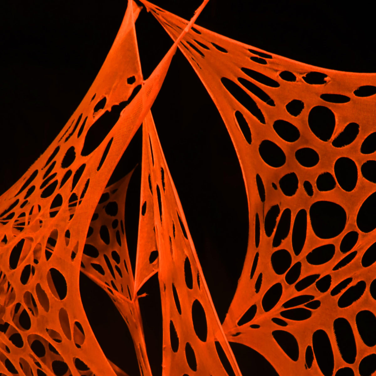 YHFUISK 700 Sqft Giant Durable Spider Web Halloween Decorative Outdoor, Beef Web for Glow in The Dark Spider Web, Orange Giant Spider Outdoor Decor Set,with 3 Blacklight (24FT x 4FT)