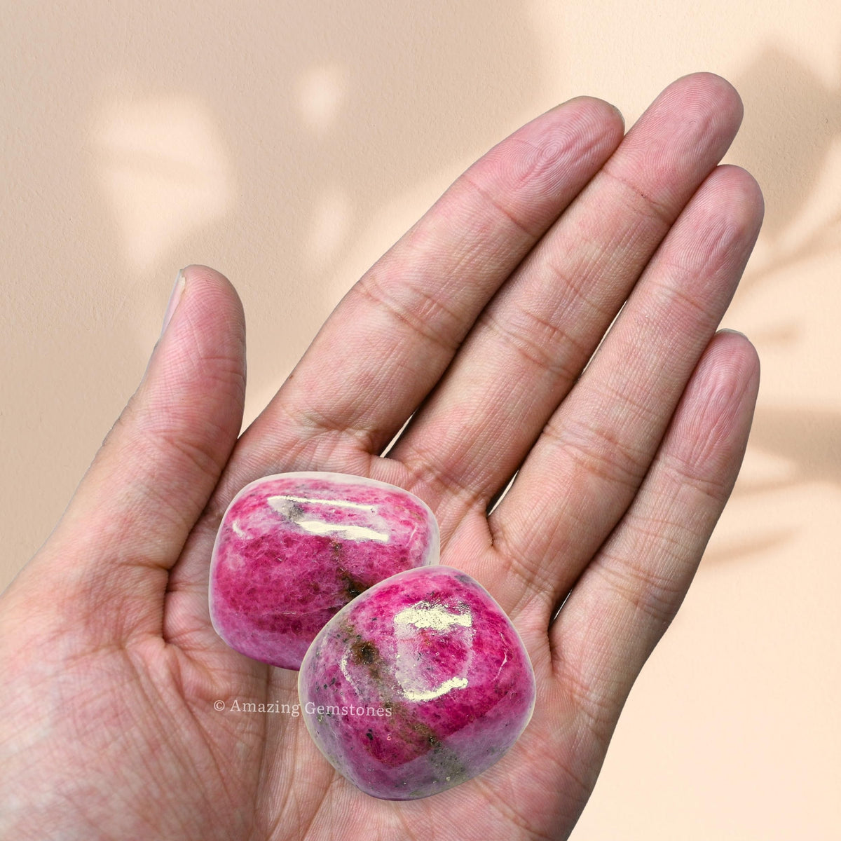 Rhodonite Crystals and Healing Stones Tumbled - 1 oz Rhodonite Stone Gem Stones, Natural Healing Stones for Energy Balance, Stress Relief - Premium Polished Gems Rocks for Meditation and Wellness