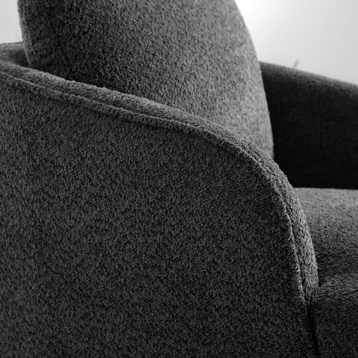 KEIKI 30" Boucle Round Accent Oversized Single Sofa Chair with High Resilience Cushion, Modern Style Upholstered Swivel Accent Barrel Chair, Lounge Armchair, Easy Assembly, for Living Room, Charcoal
