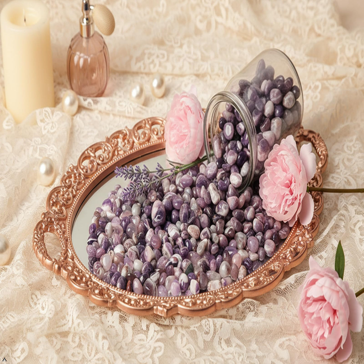 SMQ Amethyst Quartz Crystal Tumbled Chips Bulk Chakra Healing Purple Irregular Polished Crushed Gemstone and Crystals for Home Flower Pot Decor Meditation Balance,1 lb