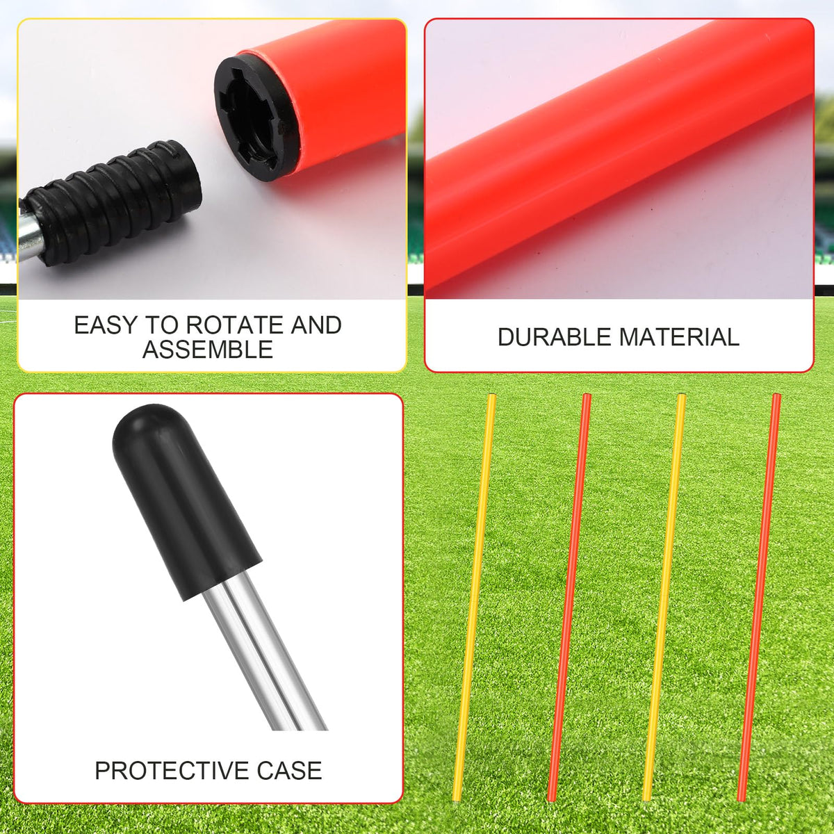 Silipull 4 Pcs Training Agility Poles 5ft Adjustable Poles Soccer Training Sticks Sports Speed and Agility Trainings Equipment for Football Sport Soccers Speed Trainings(Yellow, Orange)