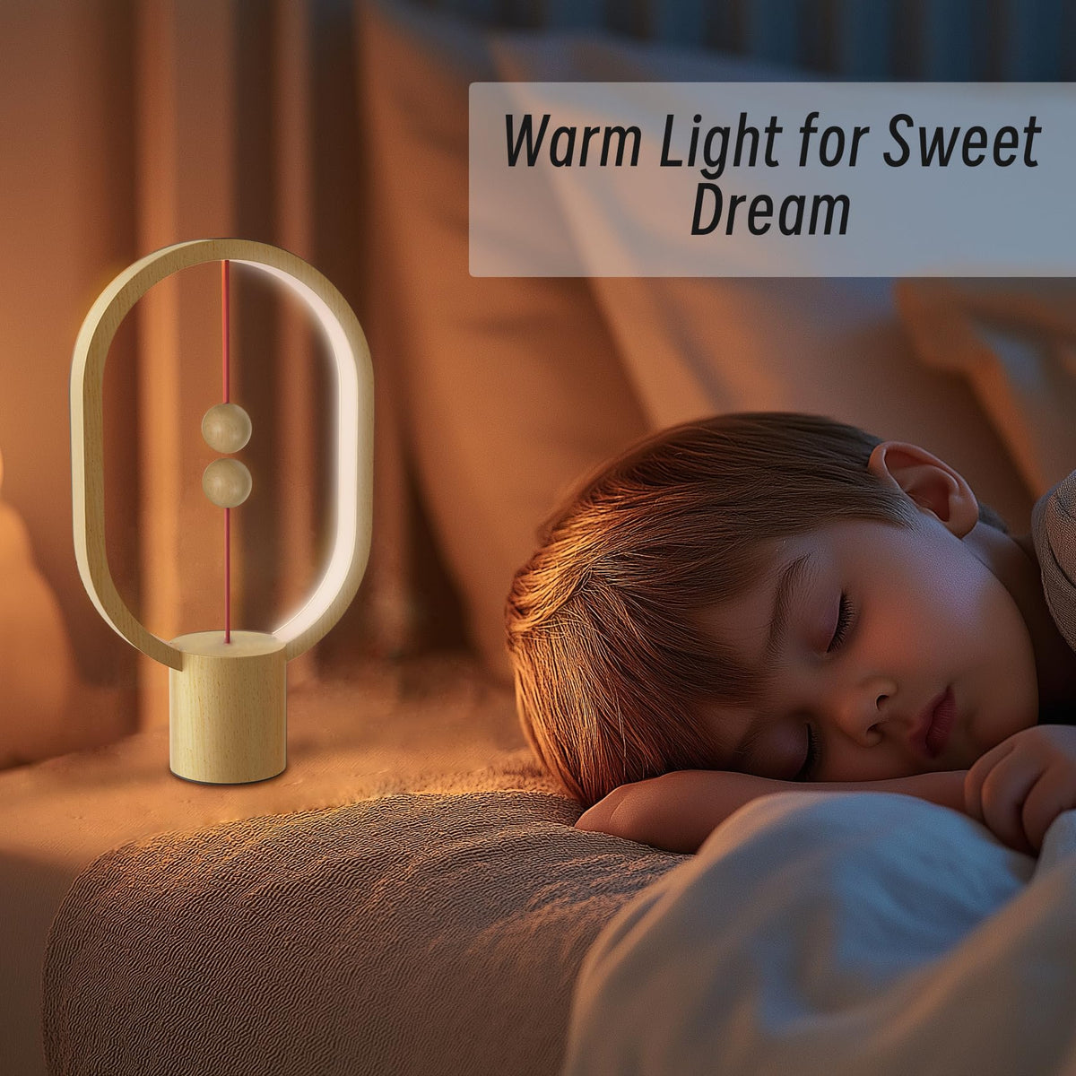 Xhope4u Bedroom Lamps - Mini Balance Lamp, Bedside Lamp, Nightstand Lamp, 3 Level Brightness Plug in Night Light for Home, Office, College Dorm (Wood Color)