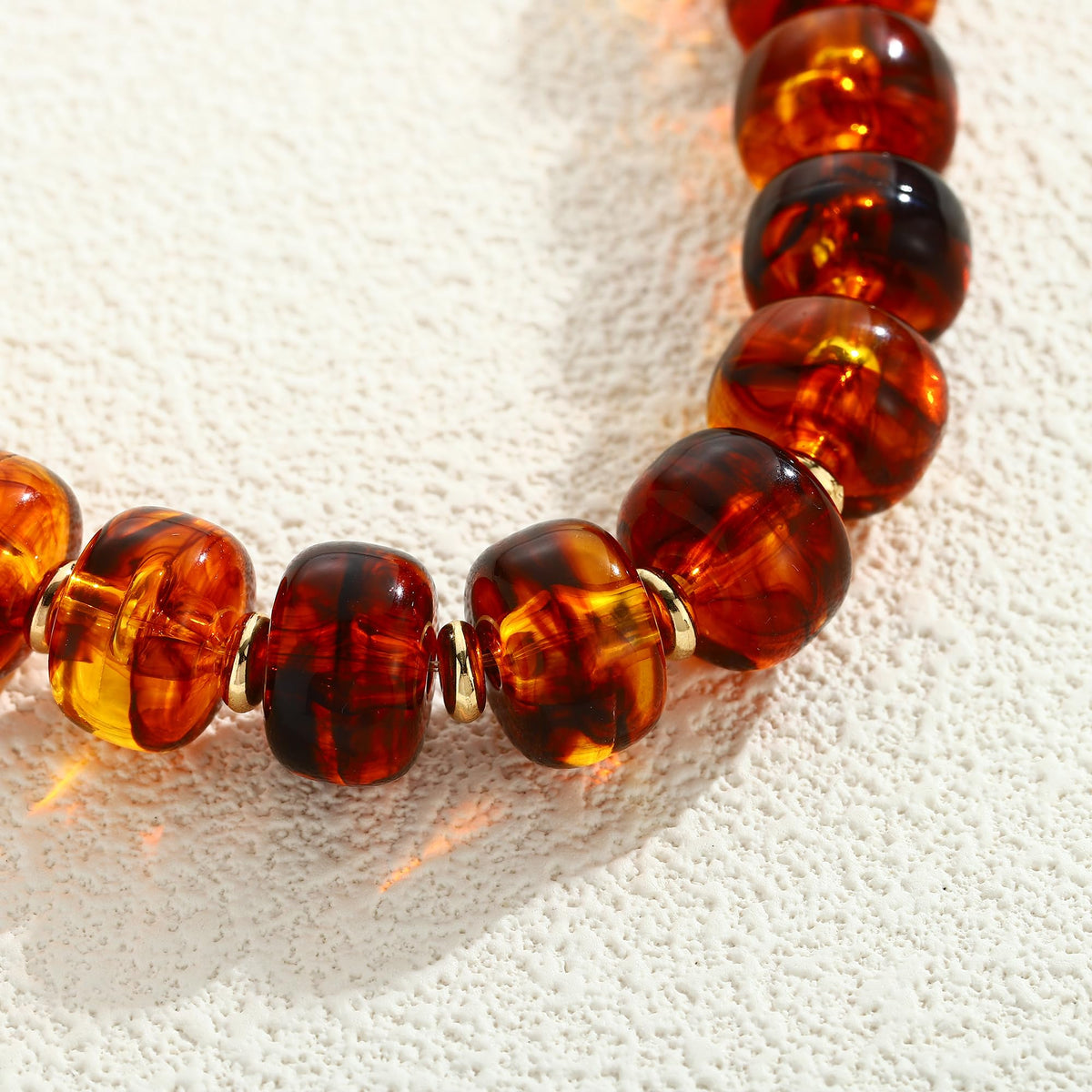 HUAYUNFANG Brown Beads Bracelet for Women Vintage Statement Beaded Bracelets Tortoise Resin Bracelet Handmade Beads Bracelet Summmer Jewelry