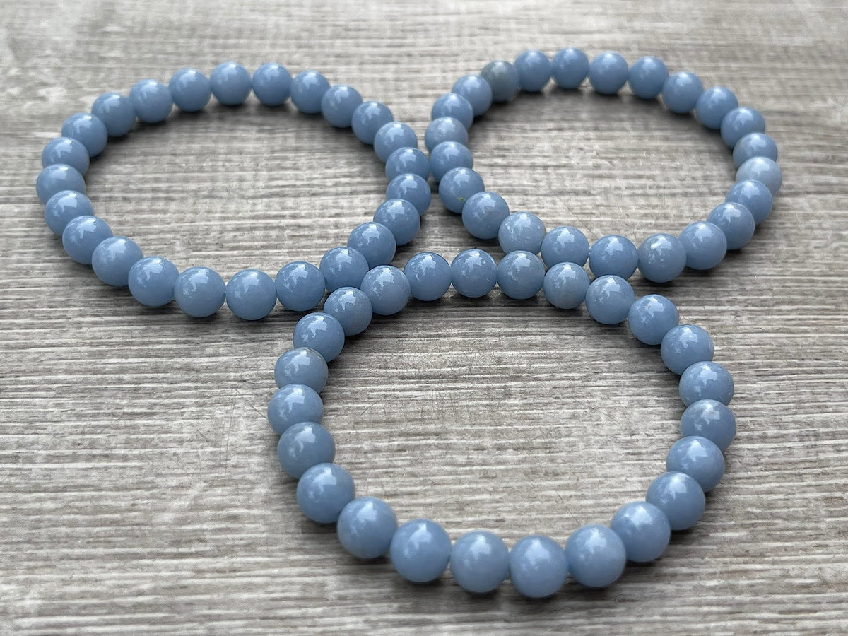 GAF TREASURES Angelite Crystal Bead Bracelet 8mm, Genuine Angelite Stretch Gemstone Bracelet, Healing Crystal Bracelet, Gift for Men & Women (1)