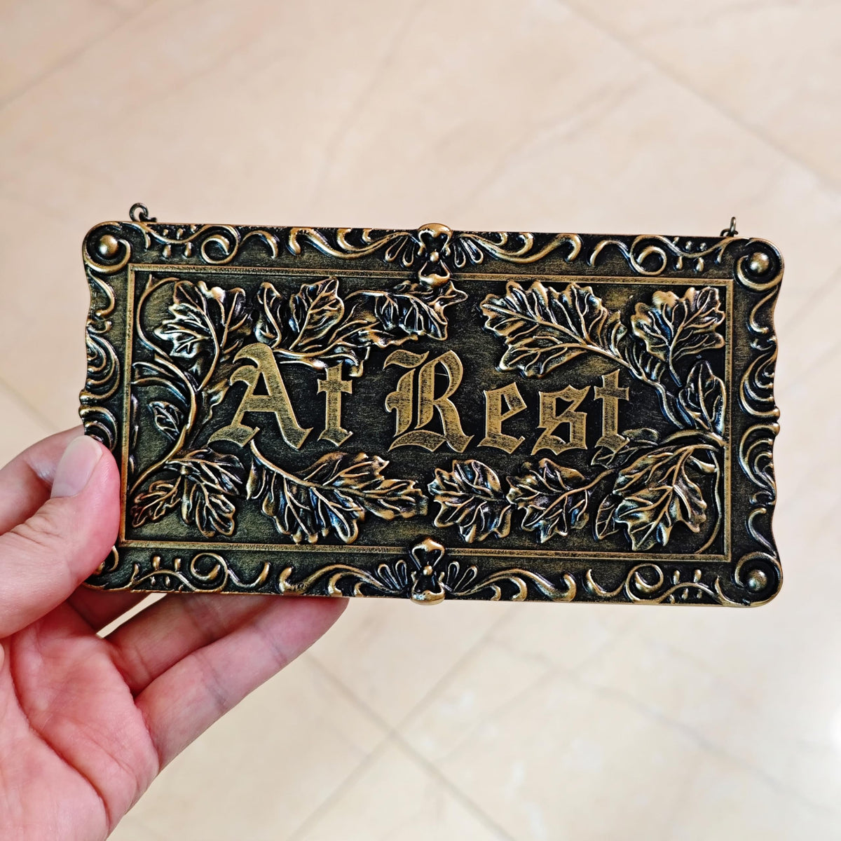 IRISVITA Gothic Decor, At Rest Sign, Dark Academia Decor, Goth Wall Art Hanging for Bedroom, Kitchen, Office, Victorian Coffin Plaque Wall Decor