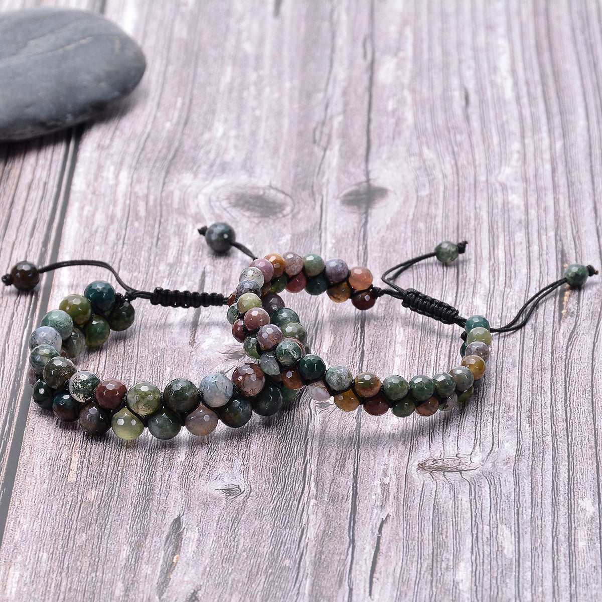 Echos Healing Stones Mens Bracelet – Natural Jade Bracelet for Women & Men, Genuine Jade Stone Jewelry for Good Luck & Prosperity | Handmade Adjustable Green Jade Bracelet (6mm)