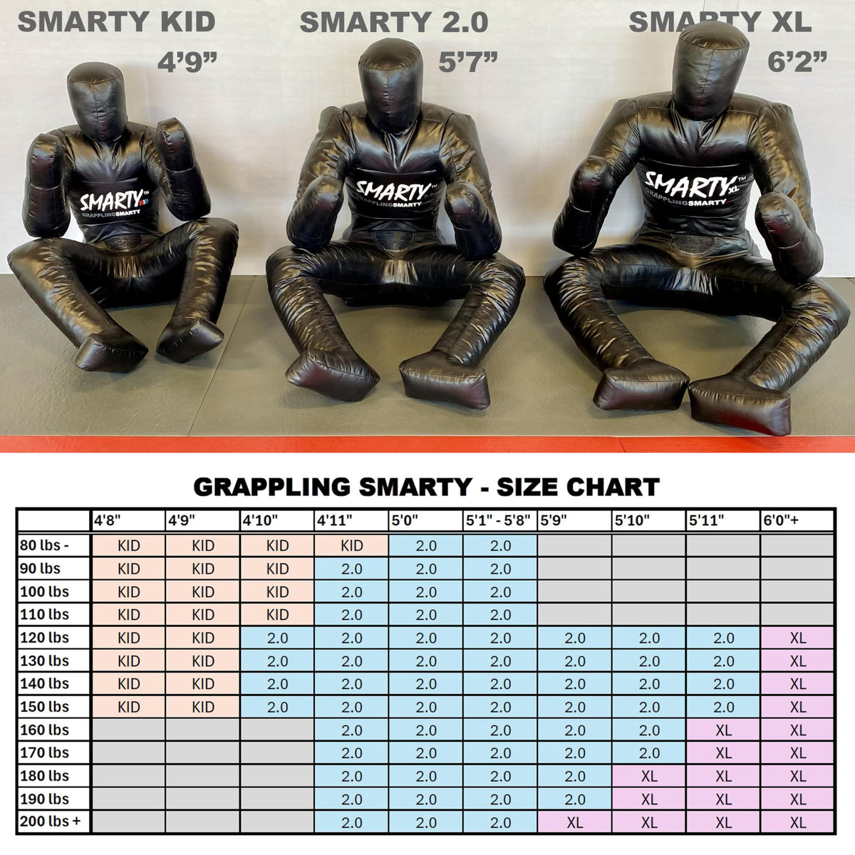 Smarty 2.0/XL/Kid (Unfilled) Grappling Dummy for BJJ, Jiu-Jitsu, MMA, Wrestling, Martial Arts Practice, Self-Defense Training Dummies - XL Size (6'2")