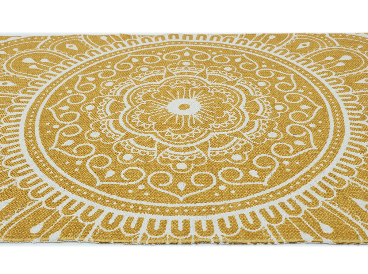 The Home Talk Yoga Mat, 100% Organic Foldable Thick Mat for Travel, Yoga Mat for Exercise with Carry Strap, Skid Free Yoga Block for Pilates, Training Mats Cotton Weave, 24"x72" - Yellow