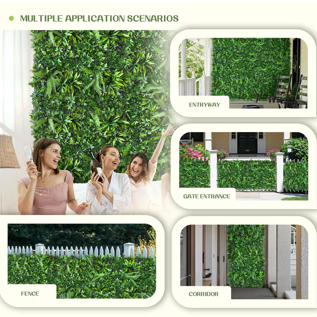 TTTM Artificial Hedge Grass Wall Panel: 20"x20" 24 Pcs Faux Boxwood Ivy Greenery Decor with UV Protection for Outdoor and Indoor Privacy Screen, Garden Fence, and Party Green Backdrop