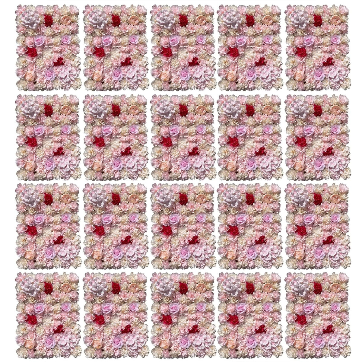 TYLPFH 20PCs Flower Wall Panel 40x60cm Artificial Flowers Backdrop Silk Fabric Wedding Garden Decoration
