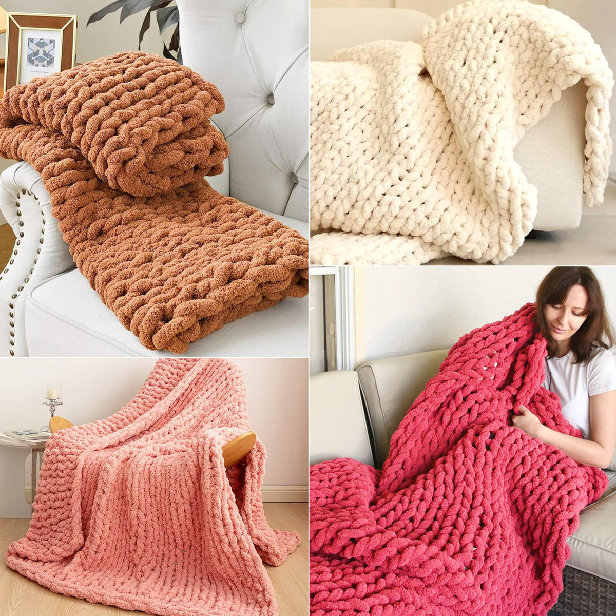 MLLNFUE 55” Chunky Blanket Loom Kit for DIY No-Needle Hand Knitting Adjustable Wooden Loom Frame Beginner Friendly Yarn Craft for Home Decor & Large Throw Blankets
