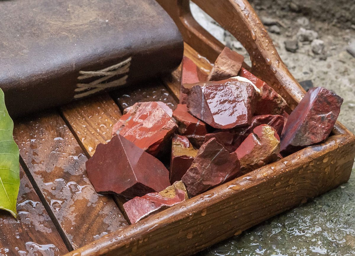 Crocon® 1LB Red Jasper Rough Bulk Rocks Natural Stone Spiritual Gifts Raw Gemstone Crystals and Stones Tumbling Cabbing Polishing Gem Mining Chakra Balancing Reiki Healing Home Office Décor