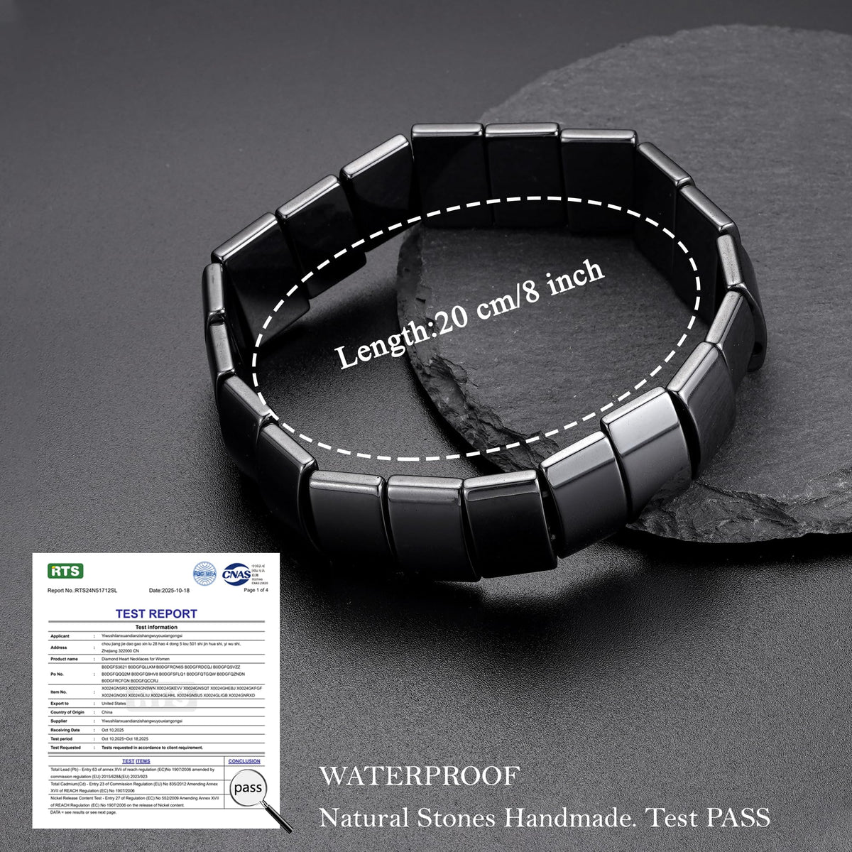 HEYOLL Hematite Bracelet Men Natural Stones Handmade Bracelets Hematite Stone Healing Bracelet, Mens Bracelet Gifts for Husband Brithday Valentines Day Gifts for Men