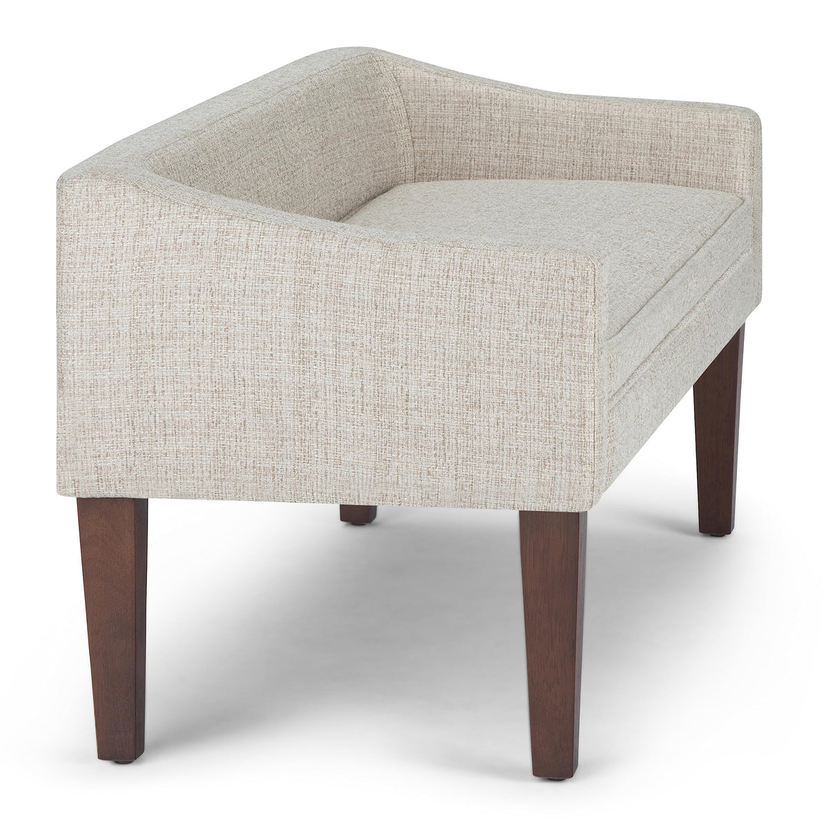 SIMPLIHOME Parris Upholstered Bench - 50 inch Wide Upholstered Hallway Seat in Platinum, Contemporary Bench for Entryway or Living Room with Tufted Cushion, Solid Wood Legs and Sleek Profile