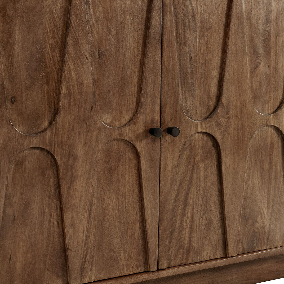 Modway Veda 72 Inch Mango Wood Sideboard Storage Cabinet in Walnut - Mid-Century Modern Buffet Credenza with 4 Doors