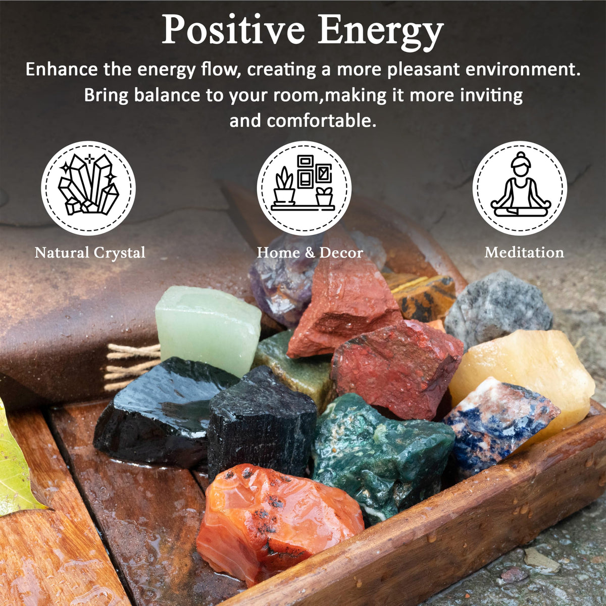 Crocon 2LB Assorted Rough Bulk Natural Stone Raw Gemstone Tumbling Cabbing Polishing Gem Mining Chakra Balancing Reiki and Crystal Healing Good Luck Home Office Décor