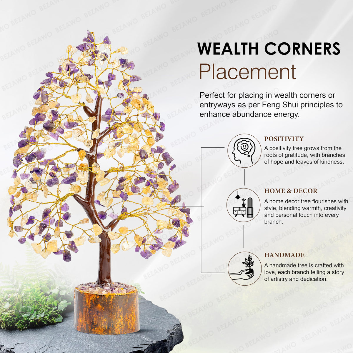 Crocon® Amethyst & Citrine Crystal Tree of Life, Gifts, Birthday Gifts for Women, House Warming Gift New Home Decor, Birthday Gift for Mom, Her Anniversary Presents, Unique Home Office Decor Idea