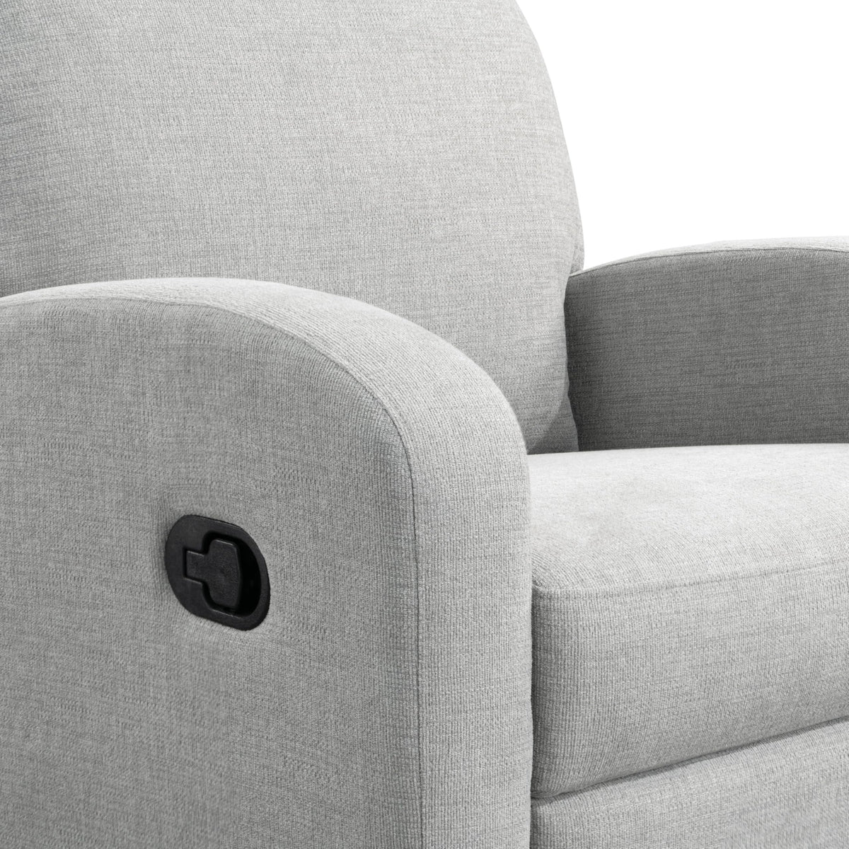 Relax-A-Lounger Palmdale 37.4" Swivel Rocker Manual Pull-Handle Recliner, Soft Modern, Pocket Coil Comfort, Black Metal Swivel Base Leg, Soft Chenille Fabric, Light Gray