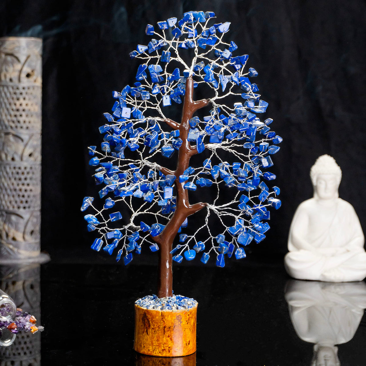 Crocon® Lapis Lazuli Crystal Tree of Life Birthday Gifts for Men, Dad, Friends Healing Crystals Spiritual Blue Shelf Crystal Decor Feng Shui Table Decor Gift for Men Housewarming Home Decor Gift