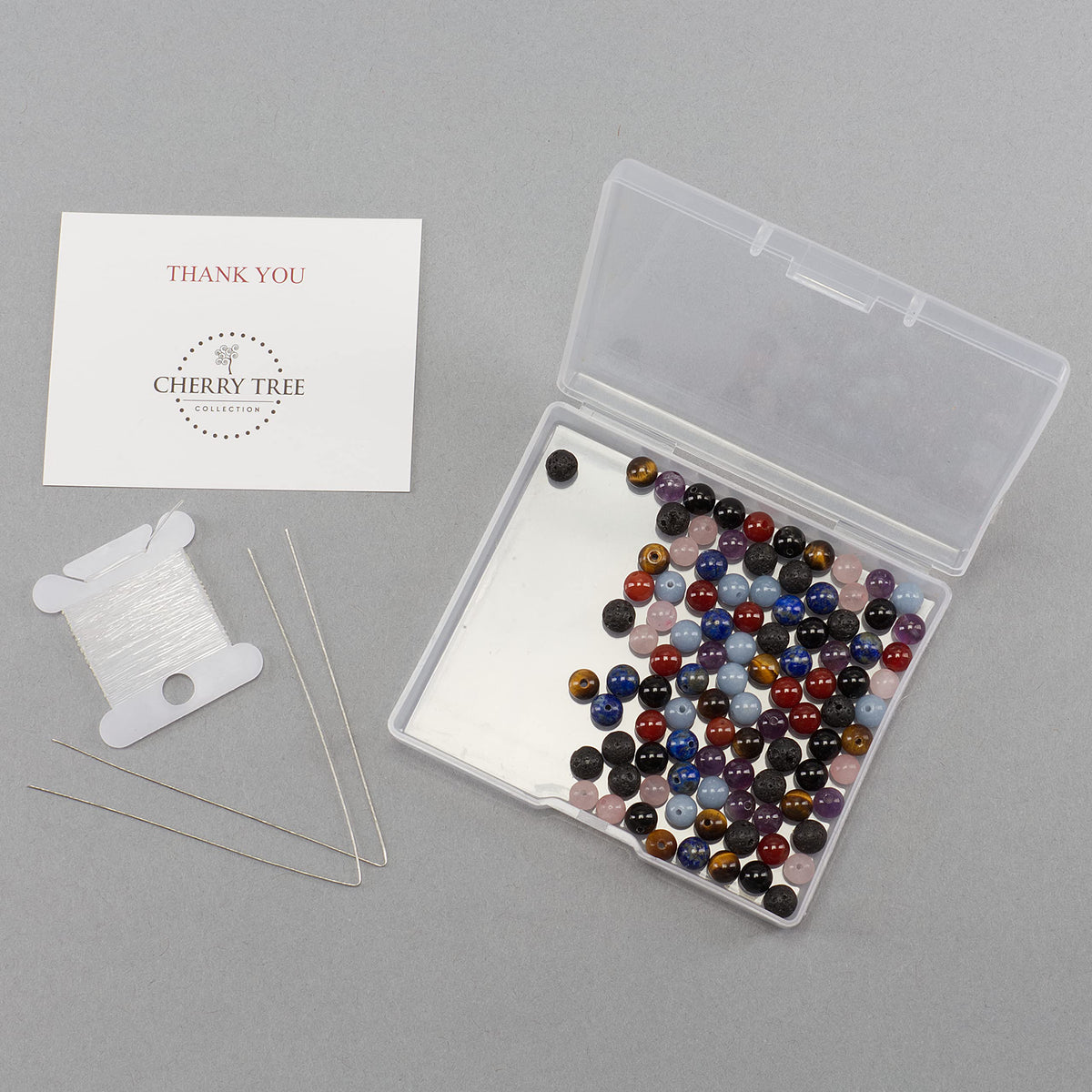 Cherry Tree Collection | 100PCS 6mm Chakra Gemstone Round Beads for Jewelry Making | Includes Storage Box, Elastic String, and Needles