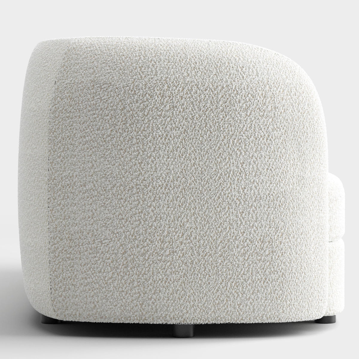 Furniture of America Nimiane Modern Boucle Barrel Chair with Curved Arms and Wooden Legs, Fabric Upholstered Armchair, Comfy Sofa Chair for Living Room, Bedroom, Home Office, Off-White