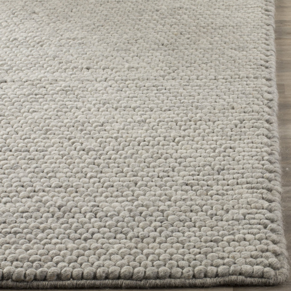 SAFAVIEH Natura Collection Area Rug - 9' x 12', Silver, Handmade Wool Blend, Textured Design, Ideal for Living Room, Bedroom, Dining Space (NAT620C)