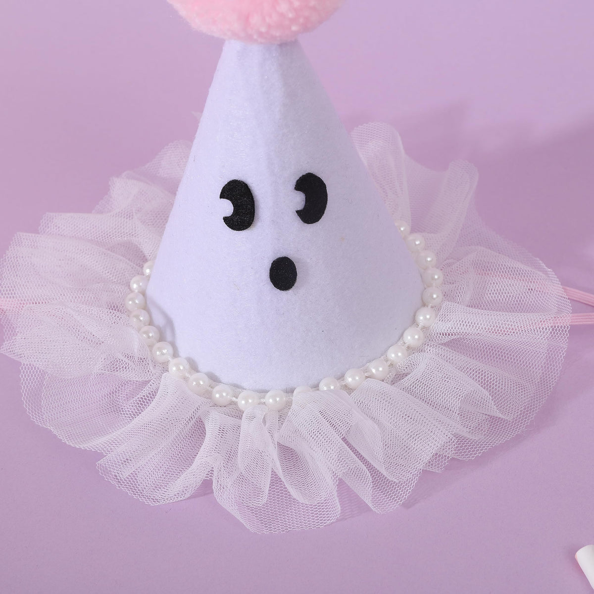 Agkvw Halloween Ghost Birthday Hat for Girls - Pink Ghost Tulle Birthday Hat, Cute Halloween Bday Decor, Spook One 1stBirthday decor, Two Spooky Bday Decoration for Girls