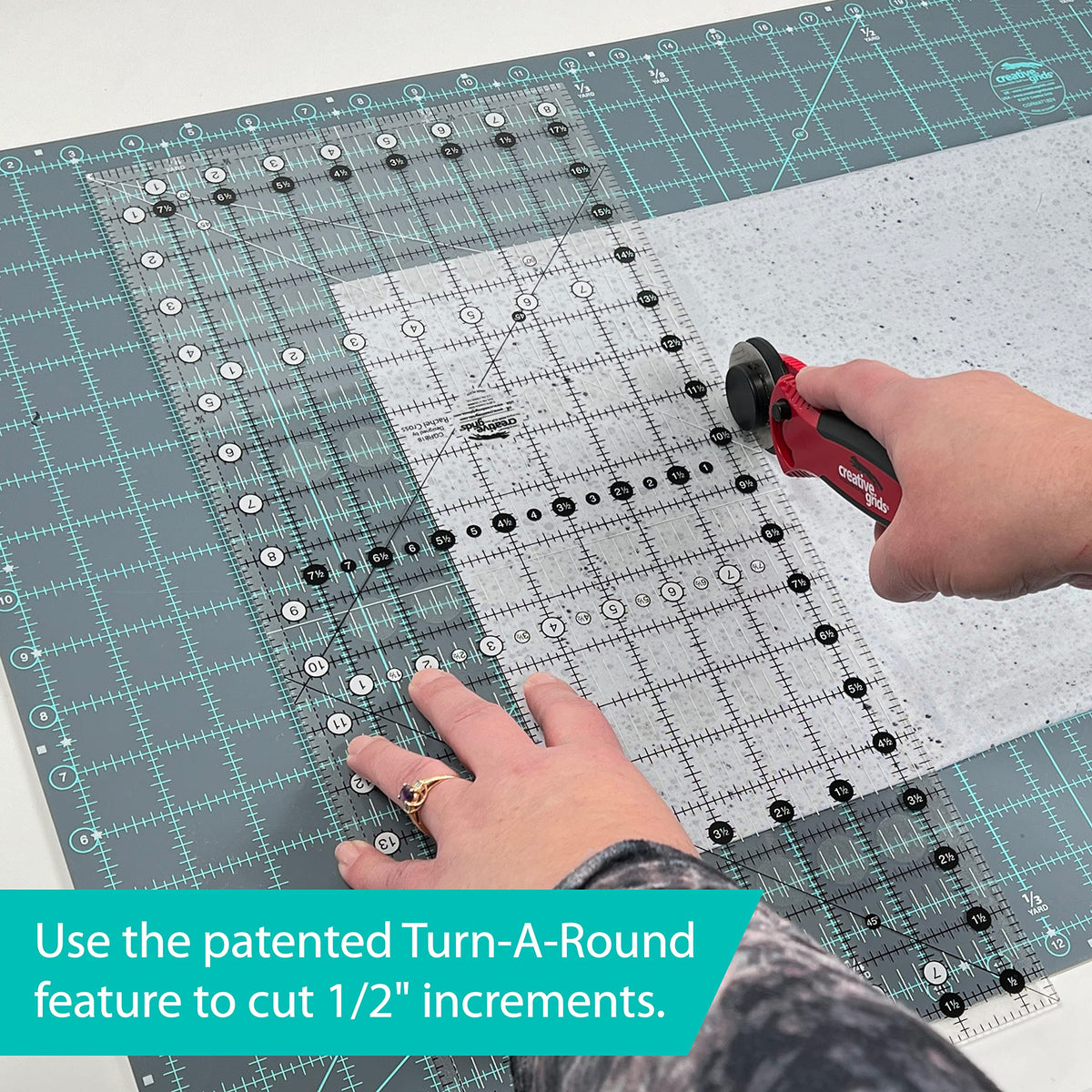 Creative Grids Quilt Ruler 6-1/2in x 12-1/2in Rectangle – CGR612 – Made in USA, Non-Slip Grip Acrylic Quilting, Sewing, Crafting, Patchwork Ruler for Measuring & Cutting Fabric