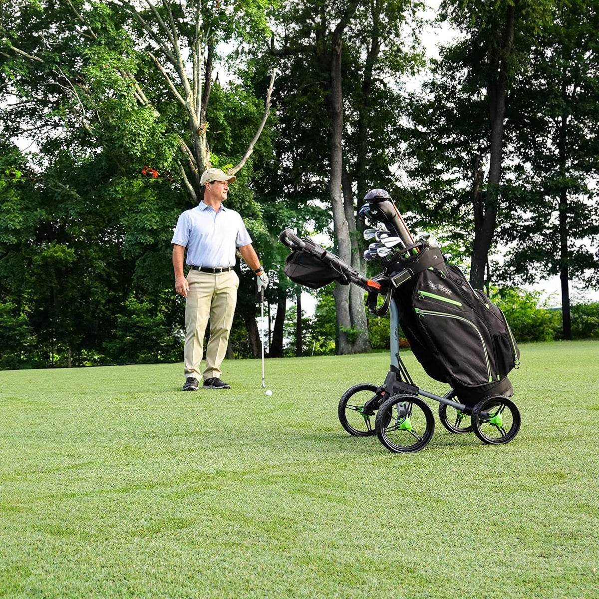 Bag Boy Quad XL Golf Push Cart, Black/Silver