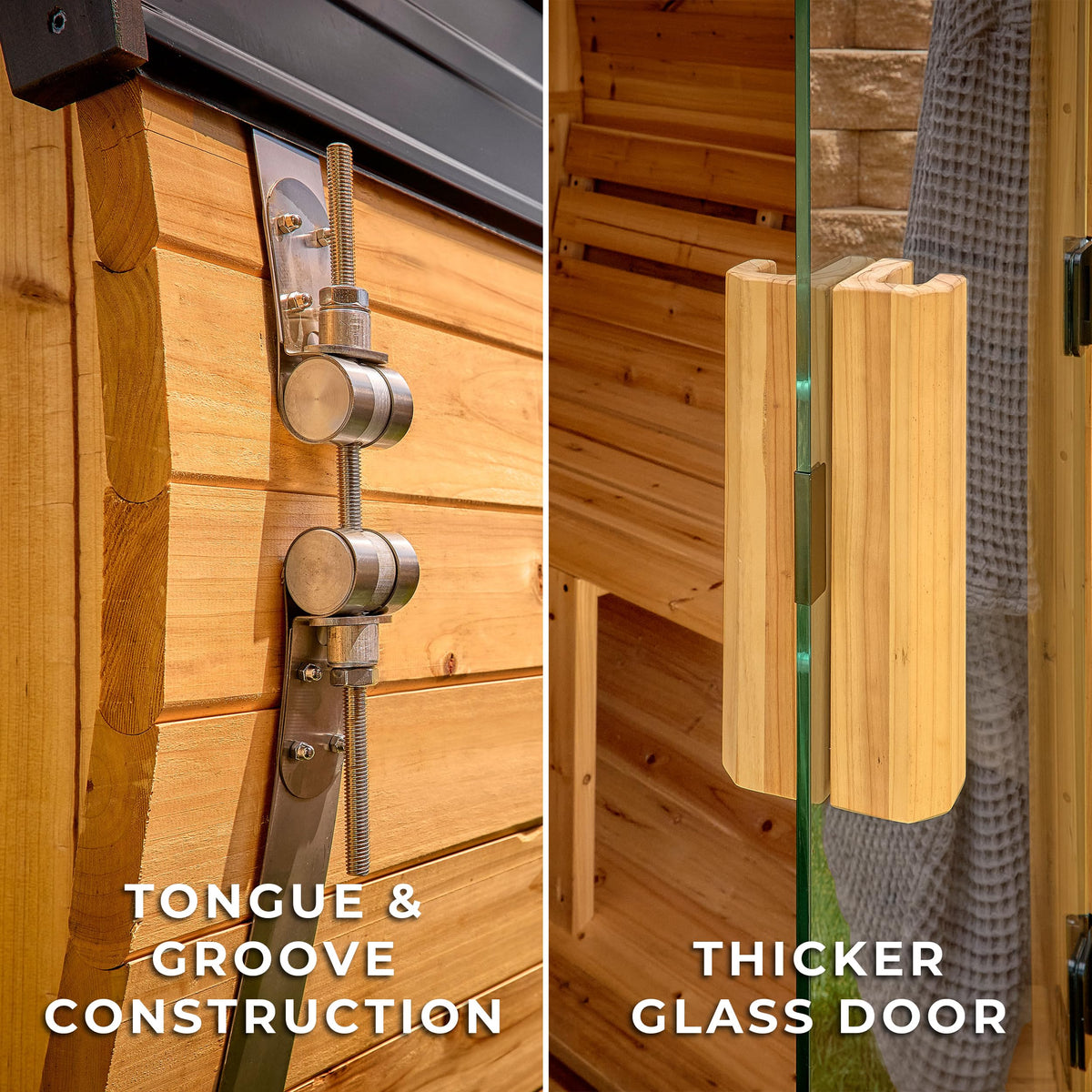 Backyard Discovery Paxton 4-6 Person Traditional Cedar Outdoor Barrel Sauna with Electric Sauna Heater, Front Porch, Sauna Rocks, Dry Heat, Steam Sauna, LED Lights, Wi-Fi Panel, Sauna Accessories