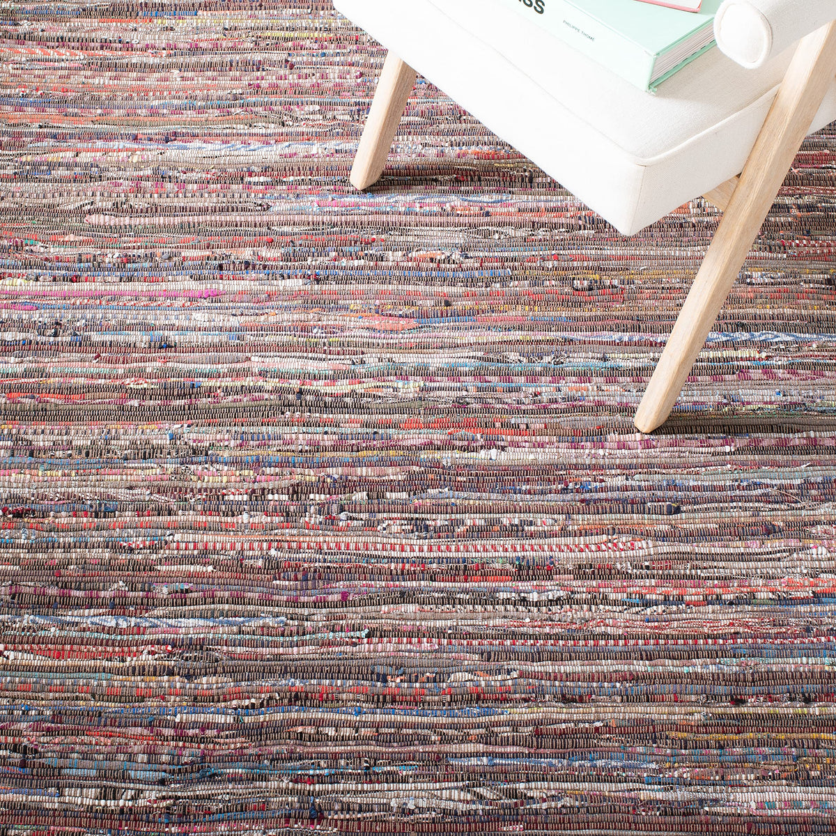 SAFAVIEH Rag Rug Collection X-Large Area Rug - 11' x 15', Rust & Multi, Handmade Boho Stripe Cotton, Ideal for High Traffic Areas in Living Room, Bedroom (RAR121E)