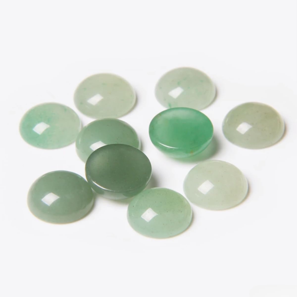 20pcs 14mm Natural Stone No Hole Green Aventurine Semicircle Smooth Cabochons Beads Healing Chakra Crystal Stone Bead for Jewelry Making Rings Earrings Necklace Bracelet DIY Crafts