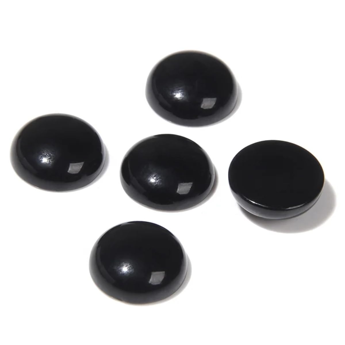 20pcs 14mm Natural Stone No Hole Black Agate Semicircle Smooth Cabochons Beads Healing Chakra Crystal Stone Bead for Jewelry Making Rings Earrings Necklace Bracelet DIY Crafts