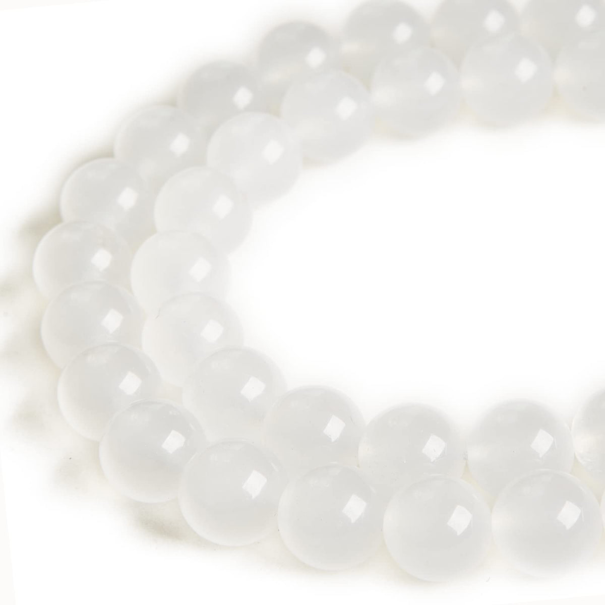 35pcs 10mm Natural White Jade Beads Gemstone Beads Round Loose Beads for Jewelry Making