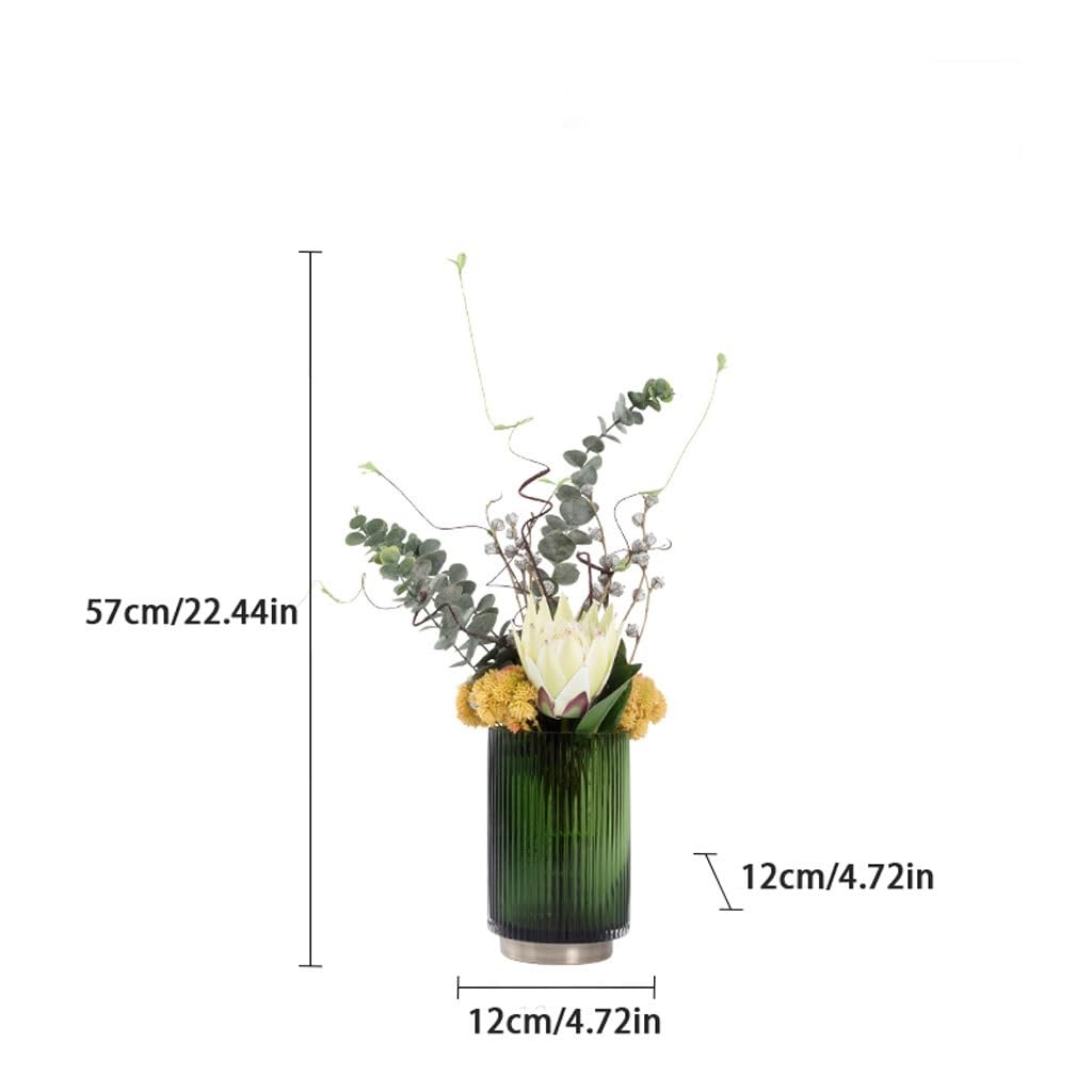 Faux Tree Nordic Light Luxury Simulation Flower Art Decoration Living Room Dining Table Negotiating Table Glass Bottle Flower Arrangement Decoration Faux Plants Indoor(B)