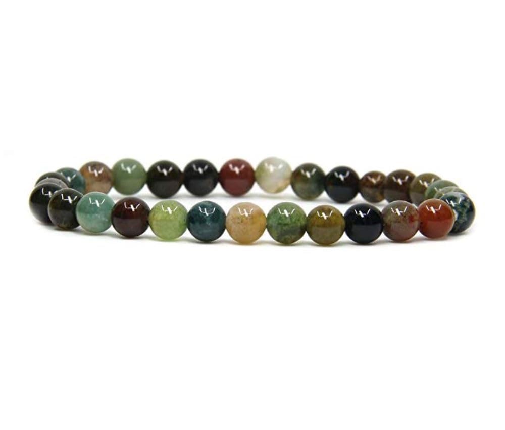 Adabele Real Natural Indian Agate Gemstone Beaded Bracelet 7 Inch Stretch Chakra Healing Crystal Stone Jewelry Women Mom Gift GB6-A31