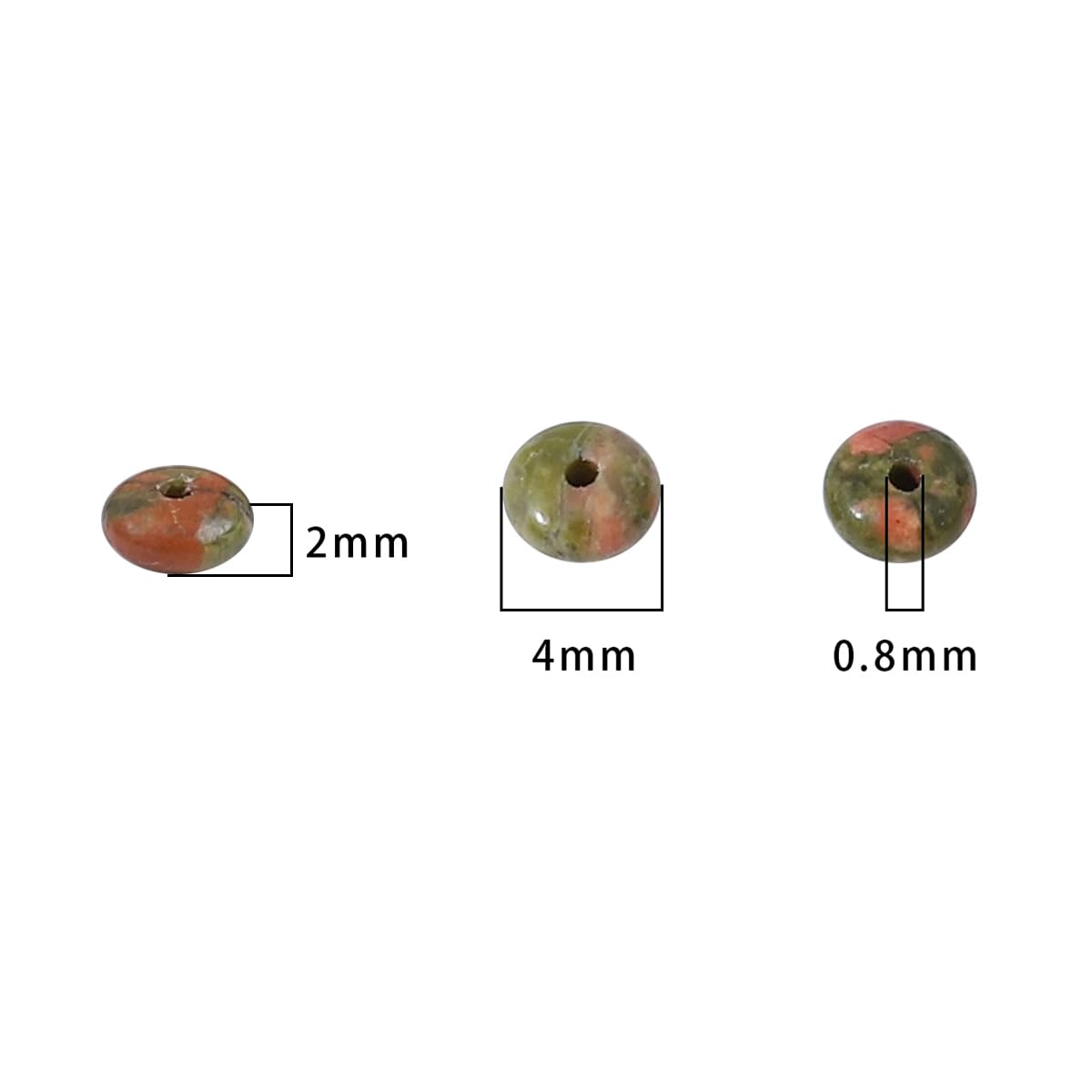 BEADIA Natural Unakite Disk Stone Beads 4x2mm 160pcs Rondelle Loose Semi Gemstone Beads for Jewelry Making Design