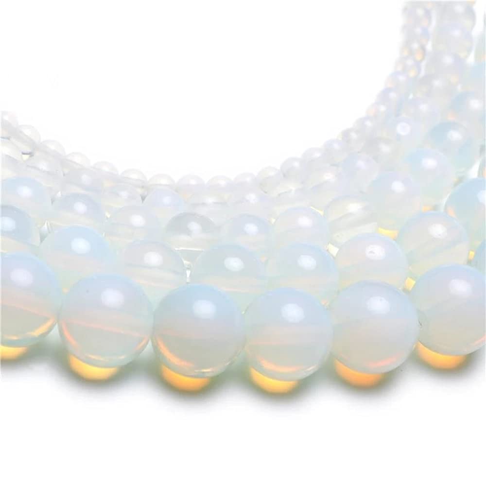 12mm 30pcs Beads White Moonstone Natural Stone Jewelry Findings Pendants Charms Loose Spacer Earrings Crystal Dangle Component Bracelet Making DIY (12mm, Opal)